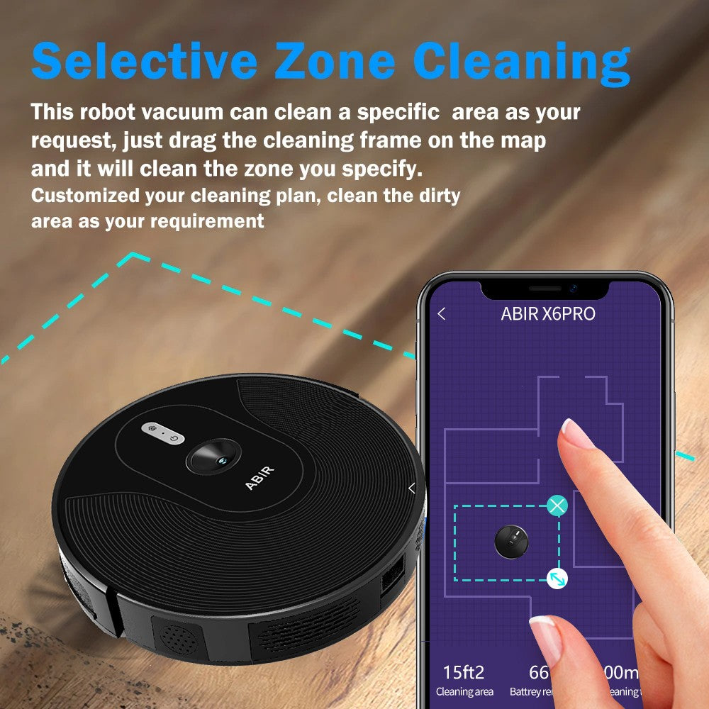 Robot aspirador ABIR X6PRO, sistema Smart Eye, aplicación No-Go Lines, línea Vir