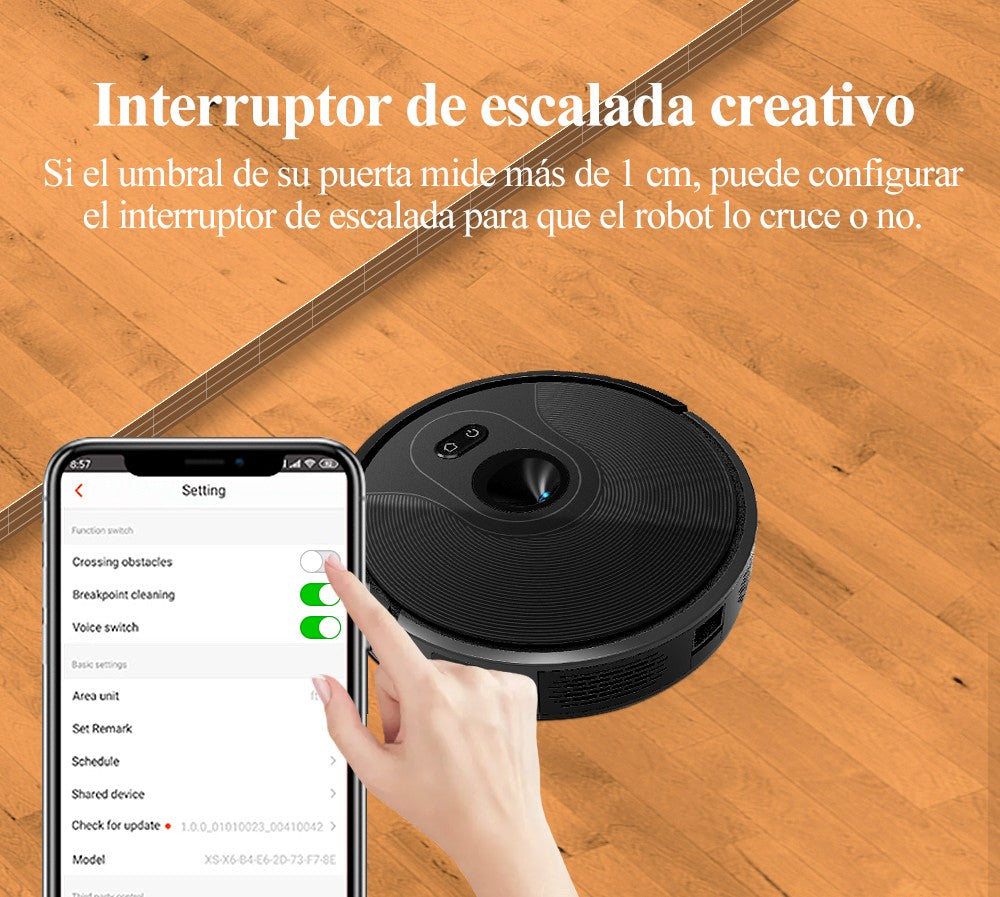 Robot aspirador ABIR X6PRO, sistema Smart Eye, aplicación No-Go Lines, línea Vir