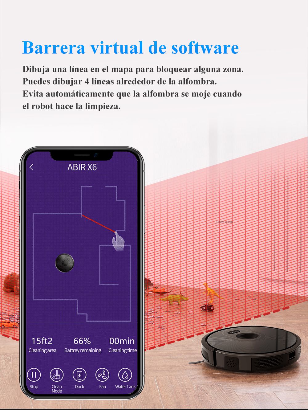 Robot aspirador ABIR X6PRO, sistema Smart Eye, aplicación No-Go Lines, línea Vir