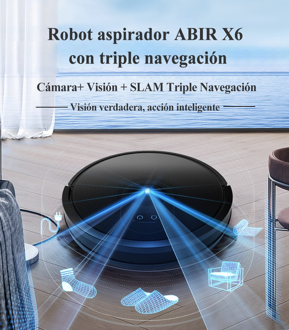 Robot aspirador ABIR X6PRO, sistema Smart Eye, aplicación No-Go Lines, línea Vir